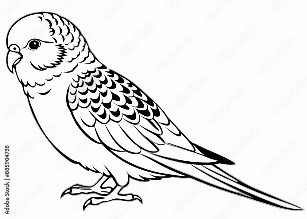 Obraz premium Line art of Budgerigar vector 