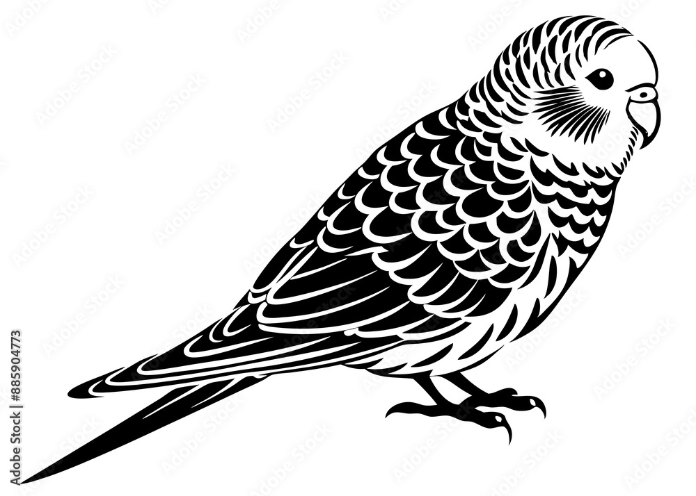 Obraz premium Budgerigar silhouette vector illustration 
