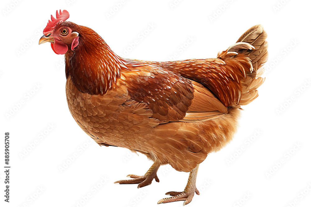 Fototapeta premium Reddish-Brown Hen on Black Background