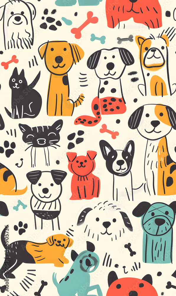 Obraz premium cartoon 2d illustrator doodle pattern, cute pattern in graphic seamless pattern