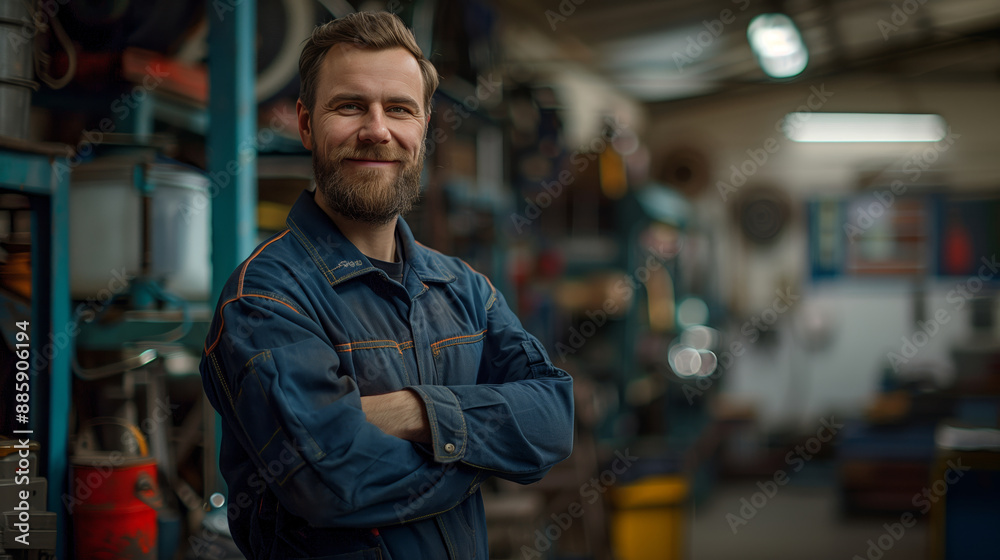 Portrait of a smiling man in a workshop Portrait of a smiling man in a workshop