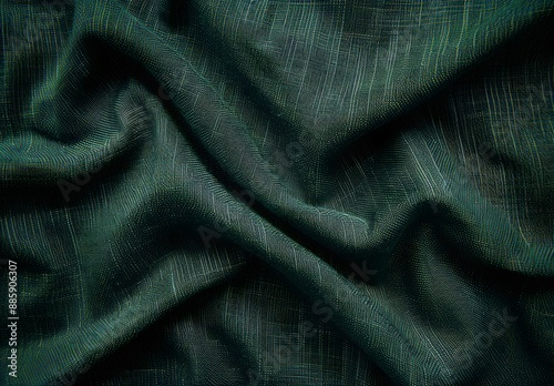 Dark Green Fabric Texture Background For Product Presentation