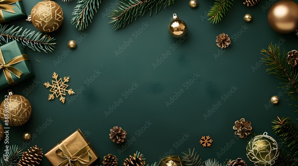 Elegant Green and Gold Christmas Background Elegant Green and Gold Christmas Background