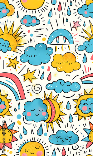 cartoon 2d illustrator doodle pattern, cute pattern in graphic seamless pattern