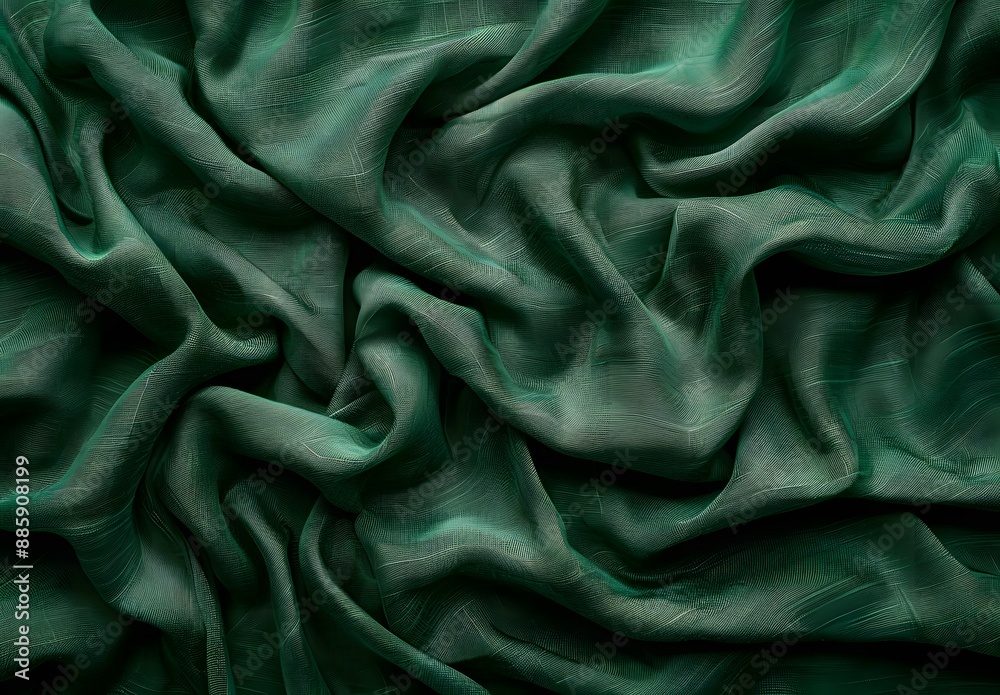 Fototapeta premium Dark Green Cotton Fabric Background Texture