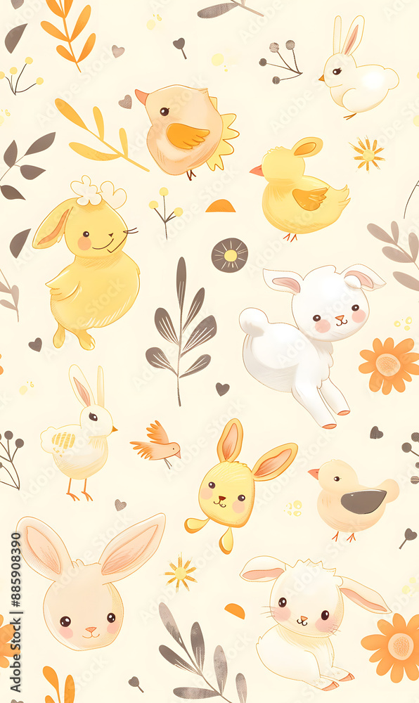 Obraz premium cartoon 2d illustrator doodle pattern, cute pattern in graphic seamless pattern