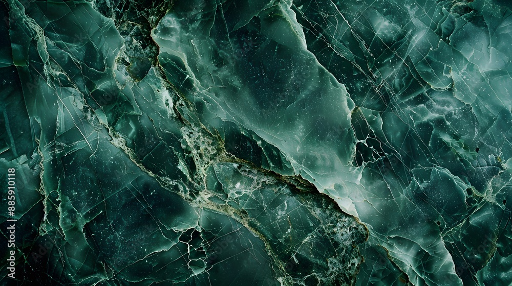 Dark Green Marble Texture with Emerald Veins