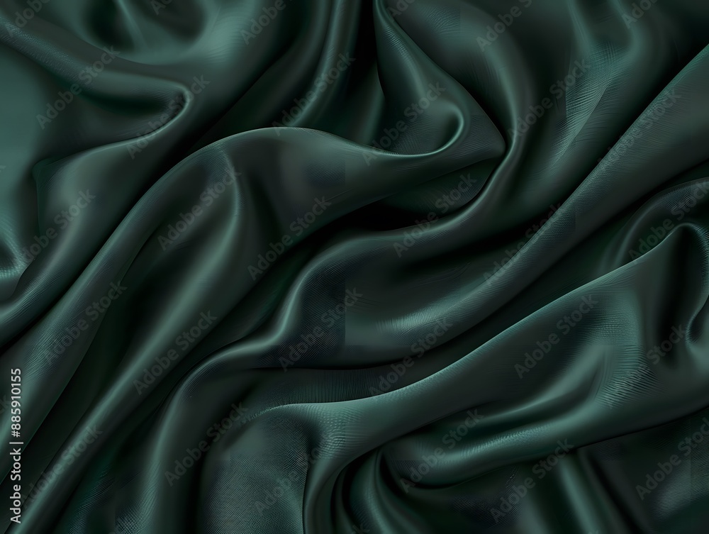 Elegant Dark Green Silk Fabric Background Elegant Dark Green Silk Fabric Background