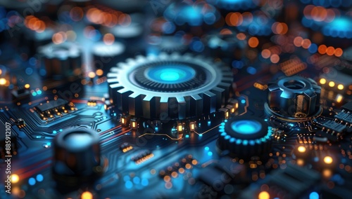 Circuitry and Cogs: A Close-Up of Technological Precision.