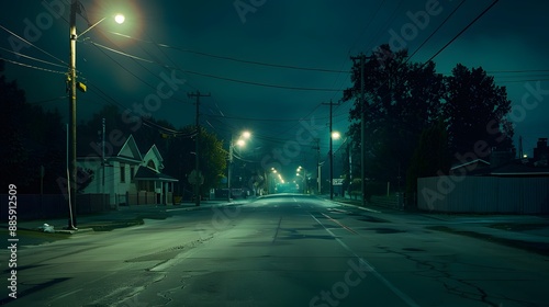 Wallpaper Mural Empty Street at Night, Cinematic Dark Blue Torontodigital.ca