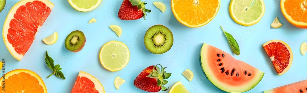 Summer Fruit Pattern: Colorful Citrus & Watermelon Summer Fruit Pattern: Colorful Citrus & Watermelon
