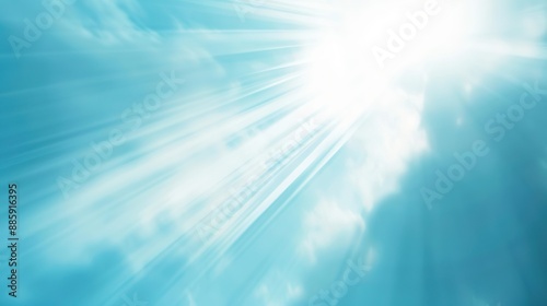  Soft Blue Abstract Background with Gentle Sunlight and Light Blue Sky Featuring White Clouds, Perfect for Design, Banner, or Wallpaper Templates 