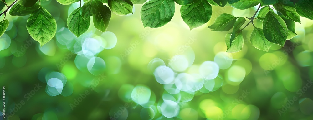 Green Leaves Banner with Blurred Background Green Leaves Banner with Blurred Background