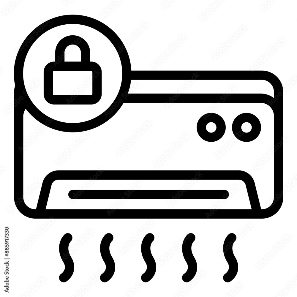 Lock icon for air conditioners indicating security and safety features in HVAC systems