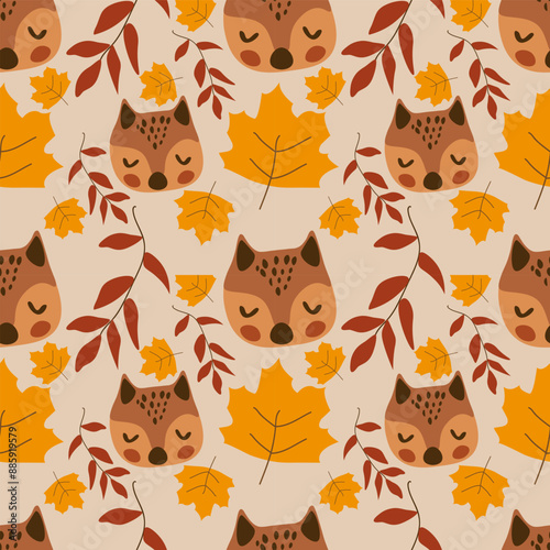 Autumn vector ilustration seamless patern.Great for textile,fabric,wrapping paper,and any print.Vintages style.
