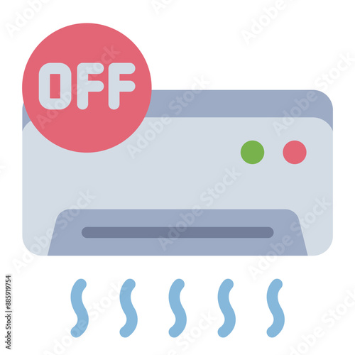 Icon showing an air conditioner turned off, indicating power and cooling deactivation