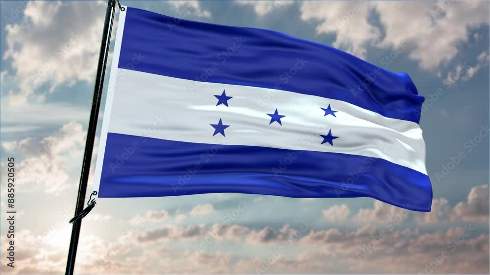Honduras flag background realistic waving in the wind 4K