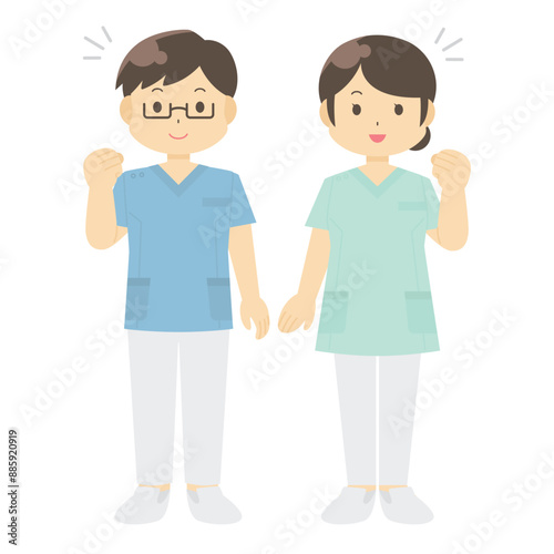 看護師の男女のイラスト