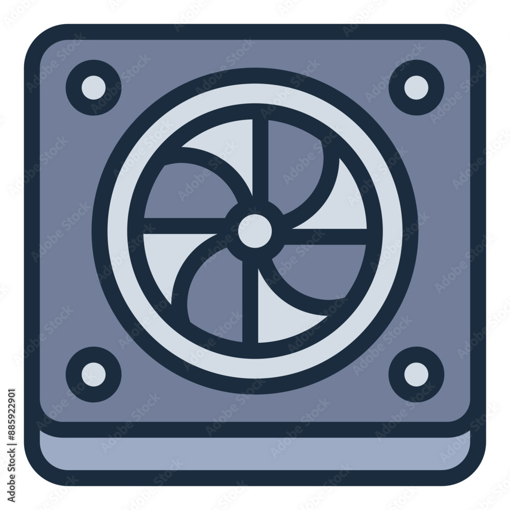 Fan of air conditioner icon representing cooling and ventilation components Fan of air conditioner icon representing cooling and ventilation components