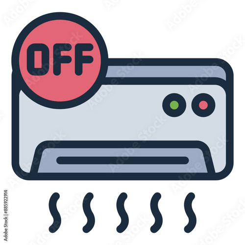 Icon showing an air conditioner turned off, indicating power and cooling deactivation