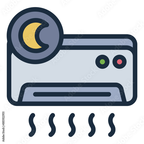 Icon depicting night mode for air conditioners ensuring quiet and efficient cooling