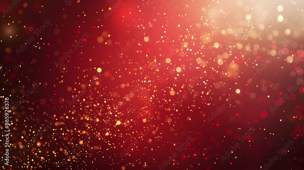 Festive Red Background with Golden Particles Festive Red Background with Golden Particles