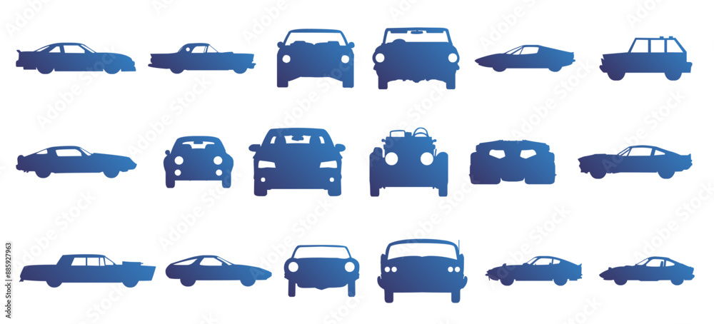 Classic vehicle silhouette and icon mega bundle