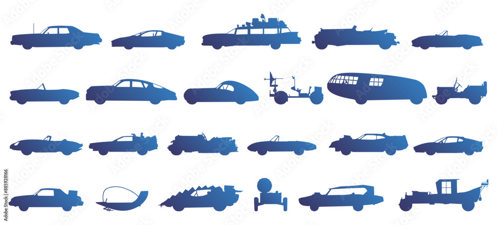 Classic vehicle silhouette and icon mega bundle Classic vehicle silhouette and icon mega bundle