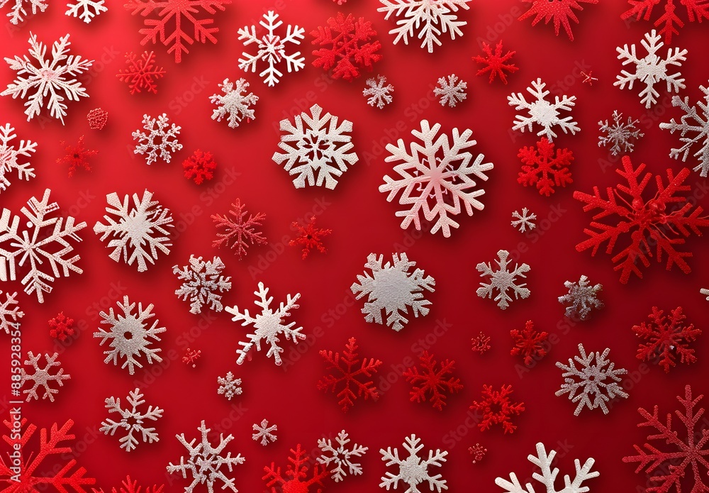 Red Background With White Snowflakes Christmas Pattern Red Background With White Snowflakes Christmas Pattern