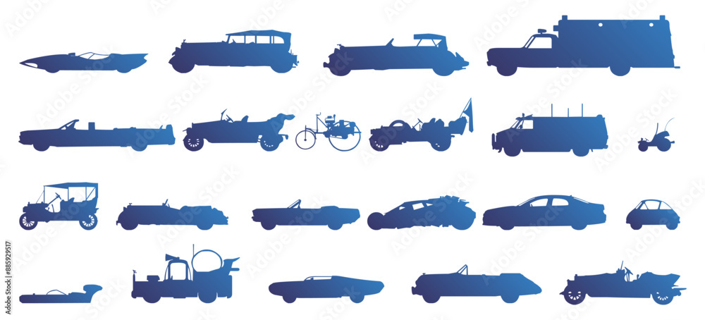 Classic vehicle silhouette and icon mega bundle Classic vehicle silhouette and icon mega bundle