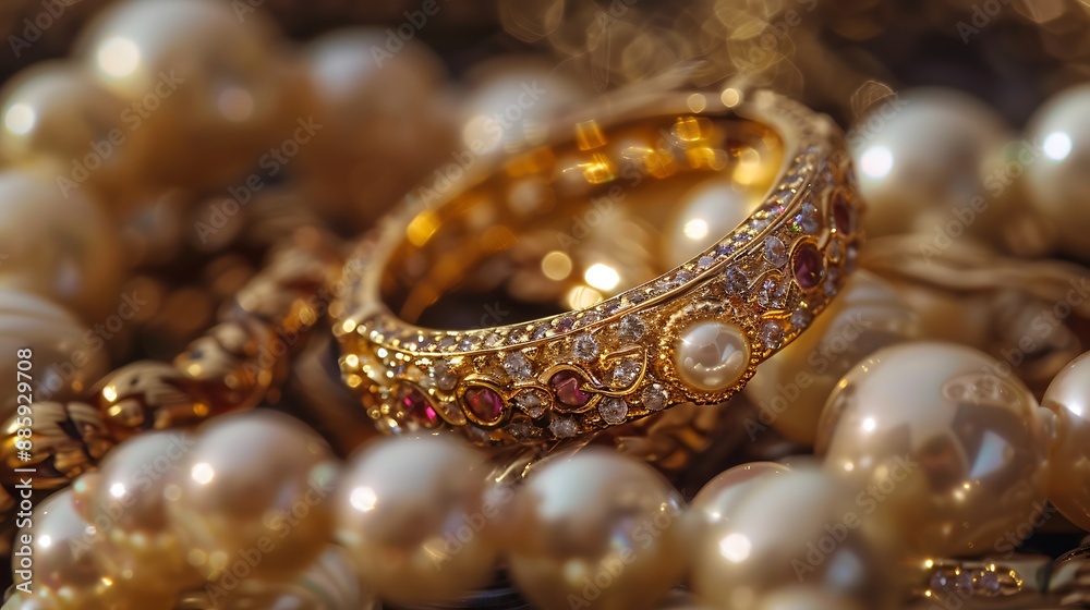 Jewelry golden colours and pearls on rings and jewelry Jewelry golden colours and pearls on rings and jewelry