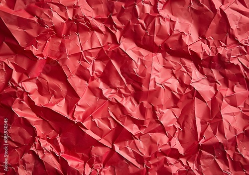 Red Crumpled Paper Texture Background