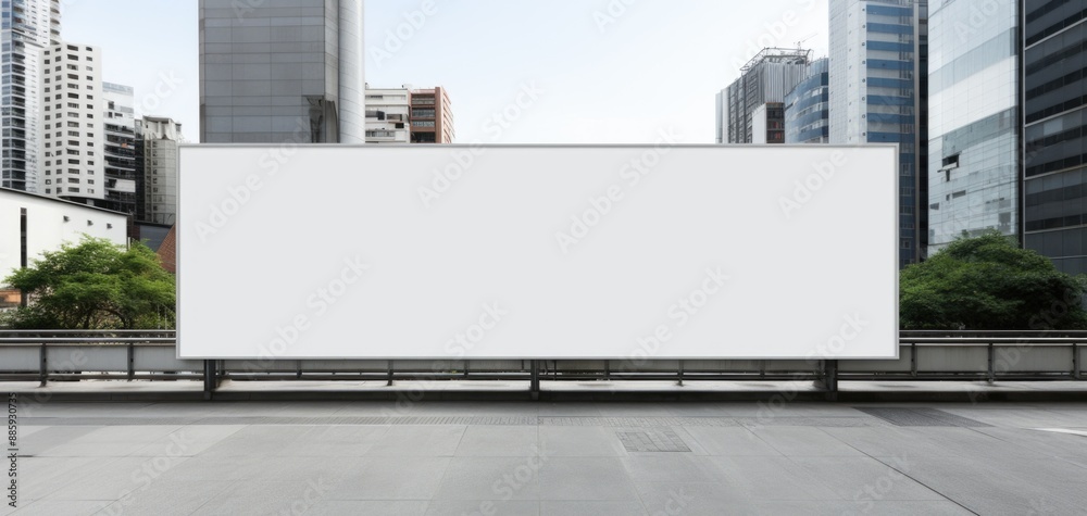 Futuristic High-Rise Billboard Mockup in Vibrant Financial District