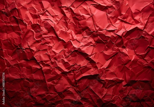 Crumpled Red Paper Texture Background