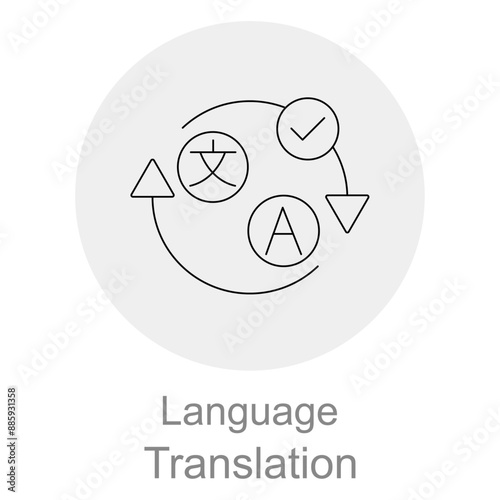 Language Translation, Multilingual Translation Service Icon, Language Conversion Tool Symbol, Global Communication Translation Icon