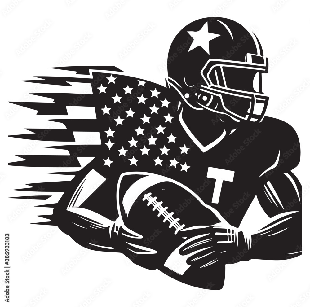 American football player vector of silhouette illustration.