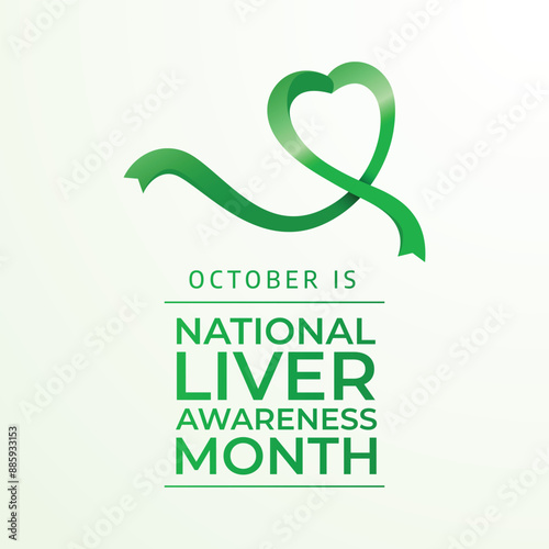 National Liver Awareness Month vector design template good for celebration usage. Liver Awareness design. green ribbon design. flat design. eps 10.