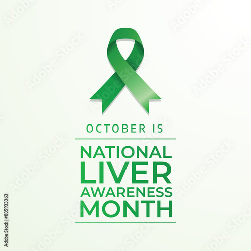 National Liver Awareness Month vector design template good for celebration usage. Liver Awareness design. green ribbon design. flat design. eps 10.