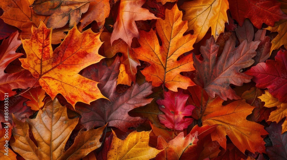 Autumn leaves in warm colors making a natural background Autumn leaves in warm colors making a natural background