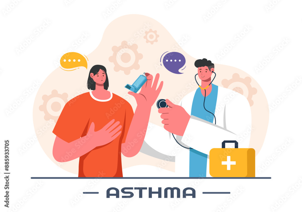 Asthma Disease Vector Illustration Featuring Human Lungs and Inhalers for Breathing in a Healthcare Flat Style Cartoon Background Asthma Disease Vector Illustration Featuring Human Lungs and Inhalers for Breathing in a Healthcare Flat Style Cartoon Background
