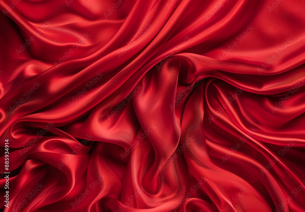 Fototapeta premium Elegant Red Satin Fabric Background with Soft Folds