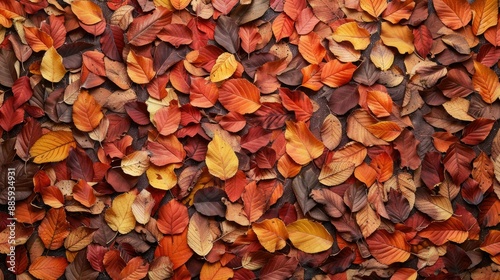 Autumn leaves scattered, creating a rich, seasonal background