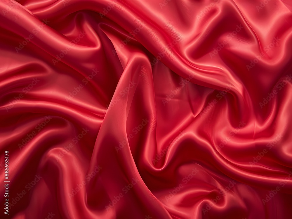 Fototapeta premium Red Silk Satin Fabric Background for Valentine's Day