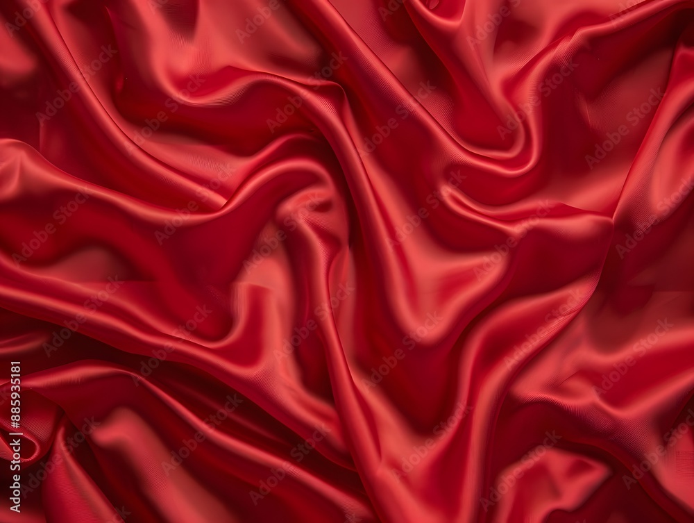 Obraz premium Red Silk Satin Fabric Background - Valentine's Day Concept