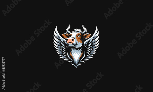 head cow with wings vector illustration artwork design