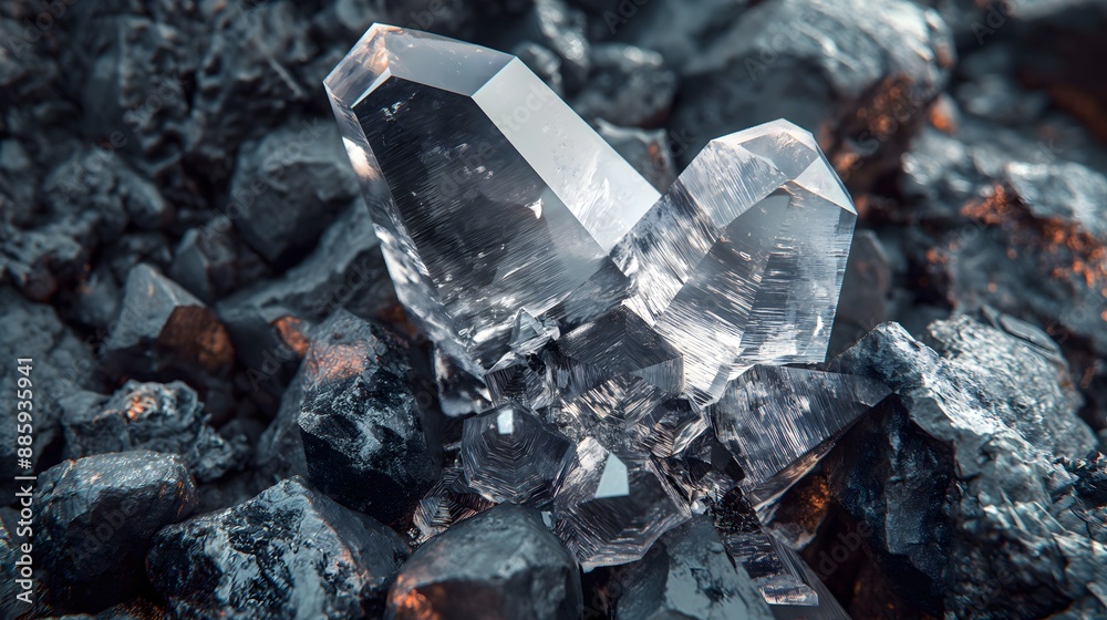 3. Tantalum ore in a geological setting with visible mineral structure 3. Tantalum ore in a geological setting with visible mineral structure