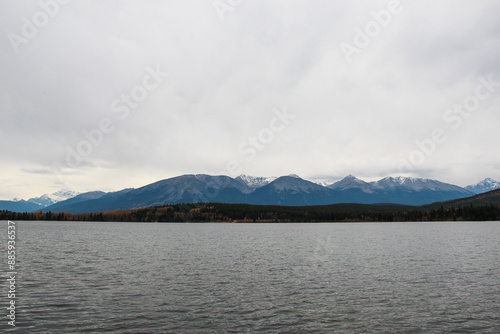  Maligne lake in the mountains, Jasper National Park, Canada