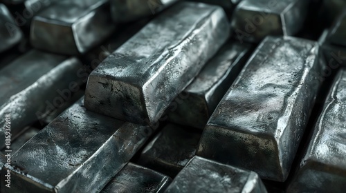 1. Lead ingots with a grayish metallic surface
