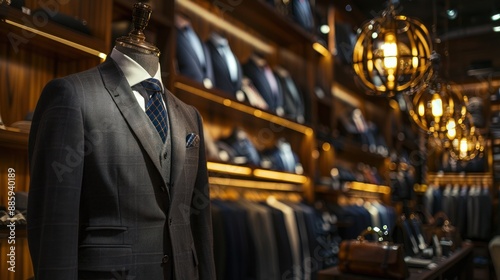 Tailored Suit on Mannequin in a Luxurious Clothing Store