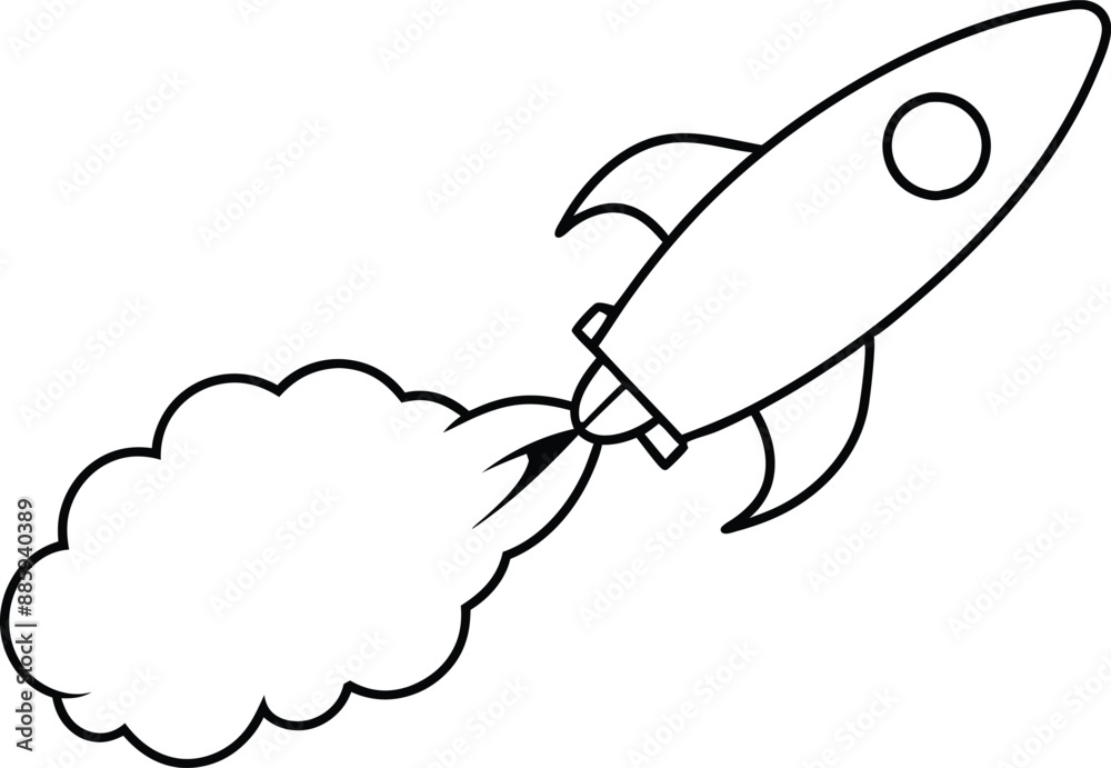 Rocket launch line art element, rocket with Smoke silhouette black and white illustration
Rocket launch line art element, rocket with Smoke silhouette black and white illustration